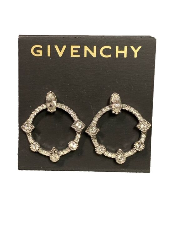 Givenchy Jewelry - Givenchy Silver Rhinestone Hoop Earrings